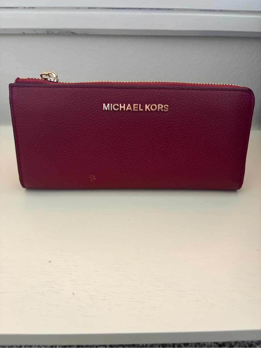 Michael Kors Zip-Around Wallet in Deep Red with Gold Hardware. NWT
